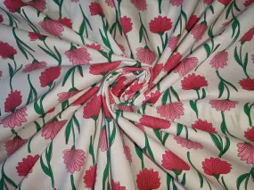 100% Cotton Poplin Lycra white with floral print 58" wide [12672]