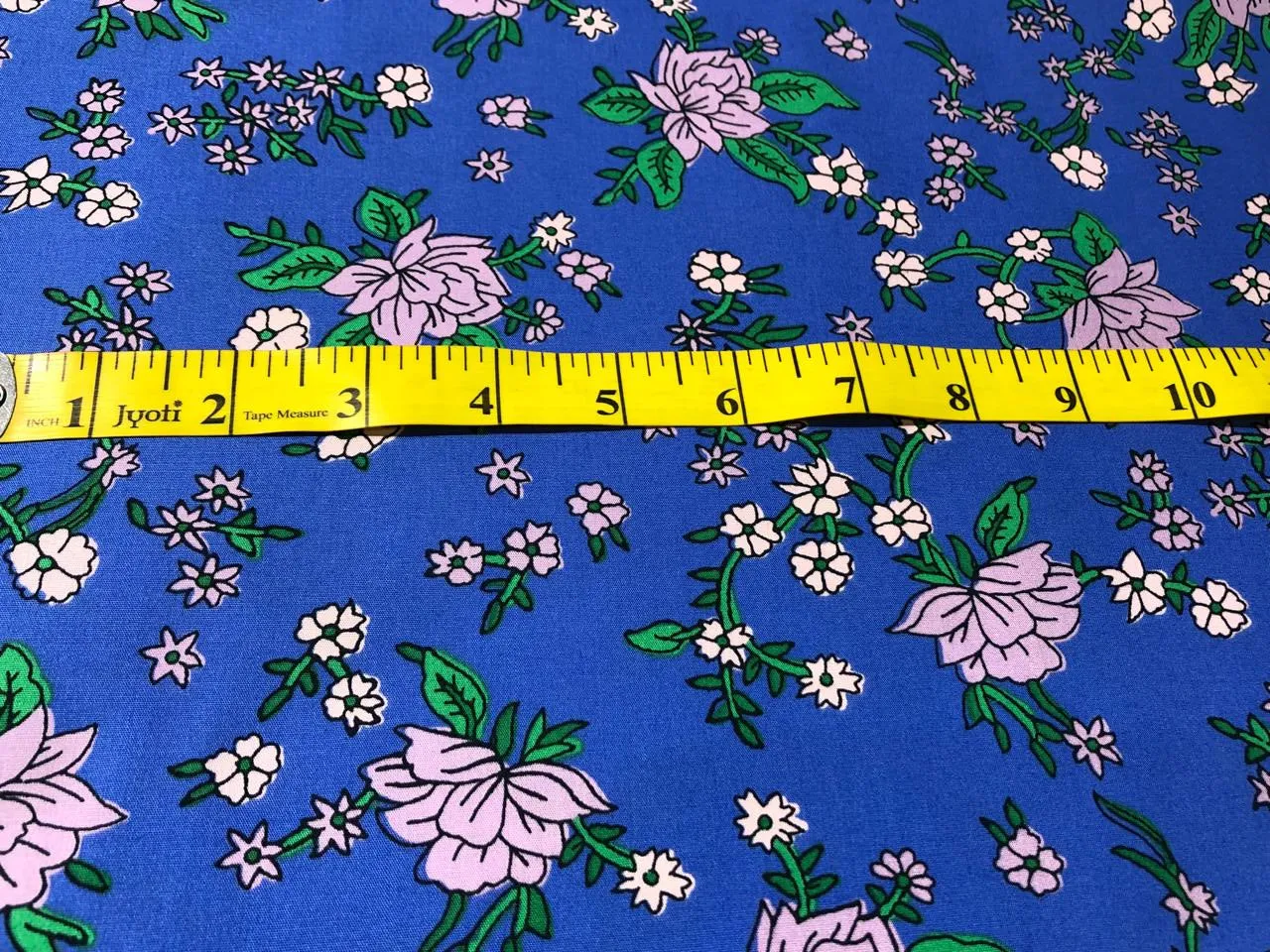 100% Cotton Poplin PRINT   58" wide RETRO BEACH available in 4 different prints pink ,orange, blue ,yellow ,green waves / black jungle with pink and blue parrots and flowers / blue with lavender pink flowers and black and white floral