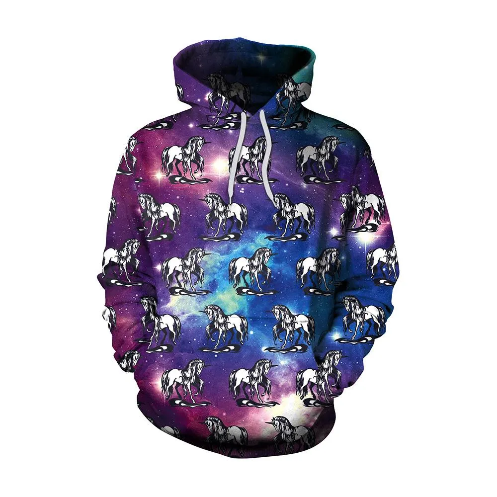 3D Digital Cartoon Print Women Loose Hooded Hoodie