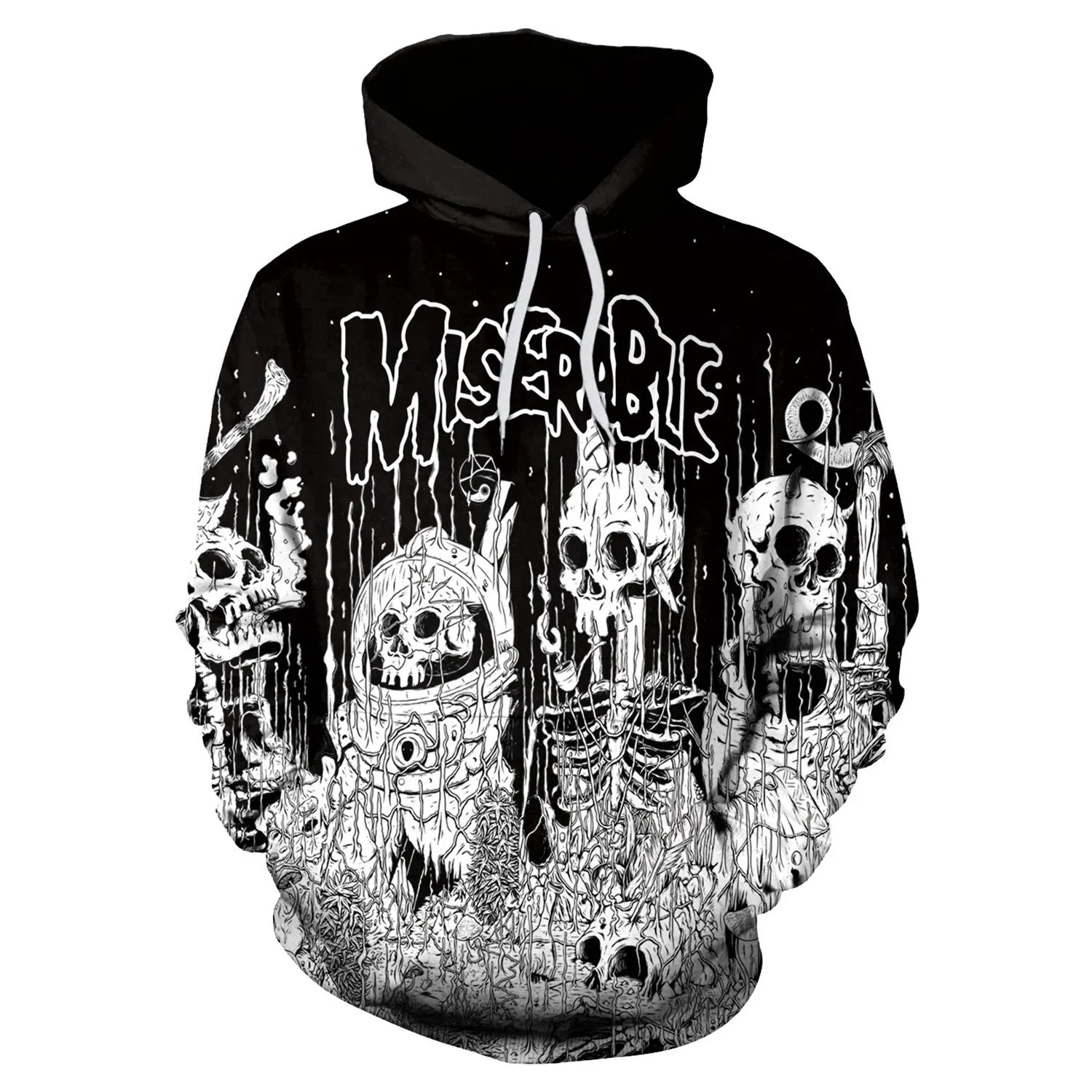 3D Digital Cartoon Print Women Loose Hooded Hoodie