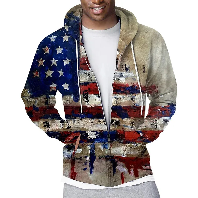 3D PRINT HOODIES WITH FLAG PRINT