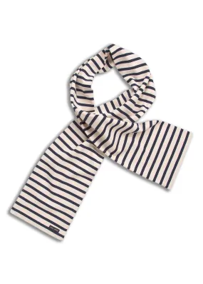 Adam striped scarf - in thick cotton (ECRU/MARINE)