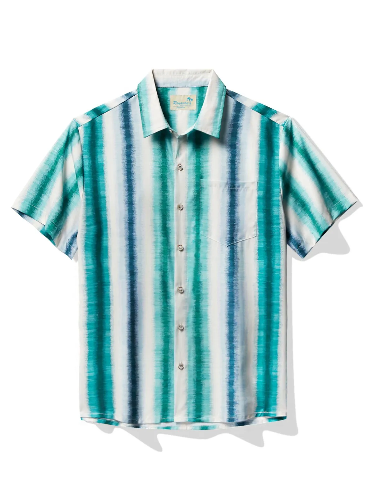 Alohadaddy Basic Stripe Gradient Printed Men's Button Pocket Shirt