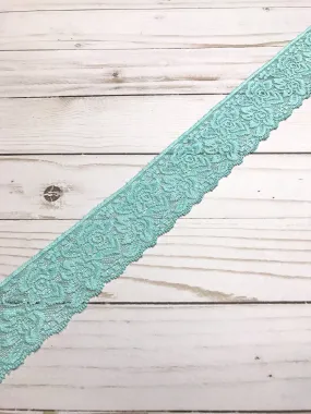 Aqua 2.25" Wide Stretch Lace