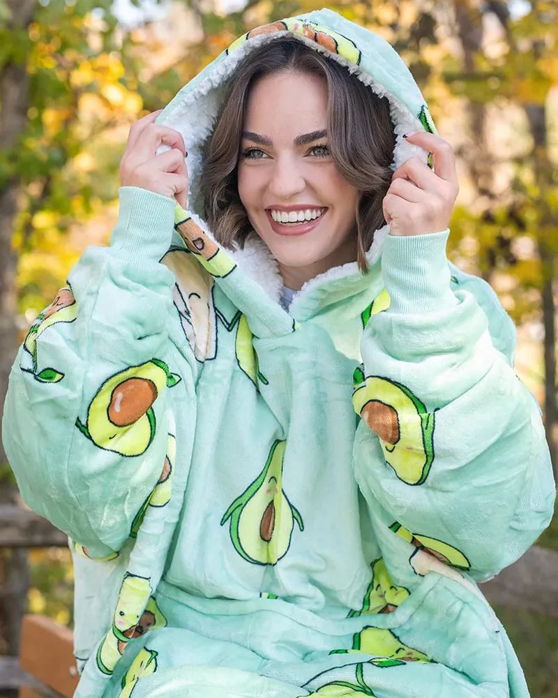 Avocado Printed Loose Blanket Hoodie