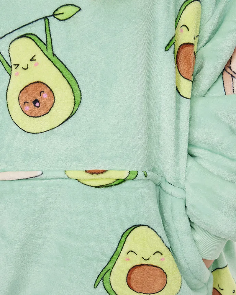 Avocado Printed Loose Blanket Hoodie