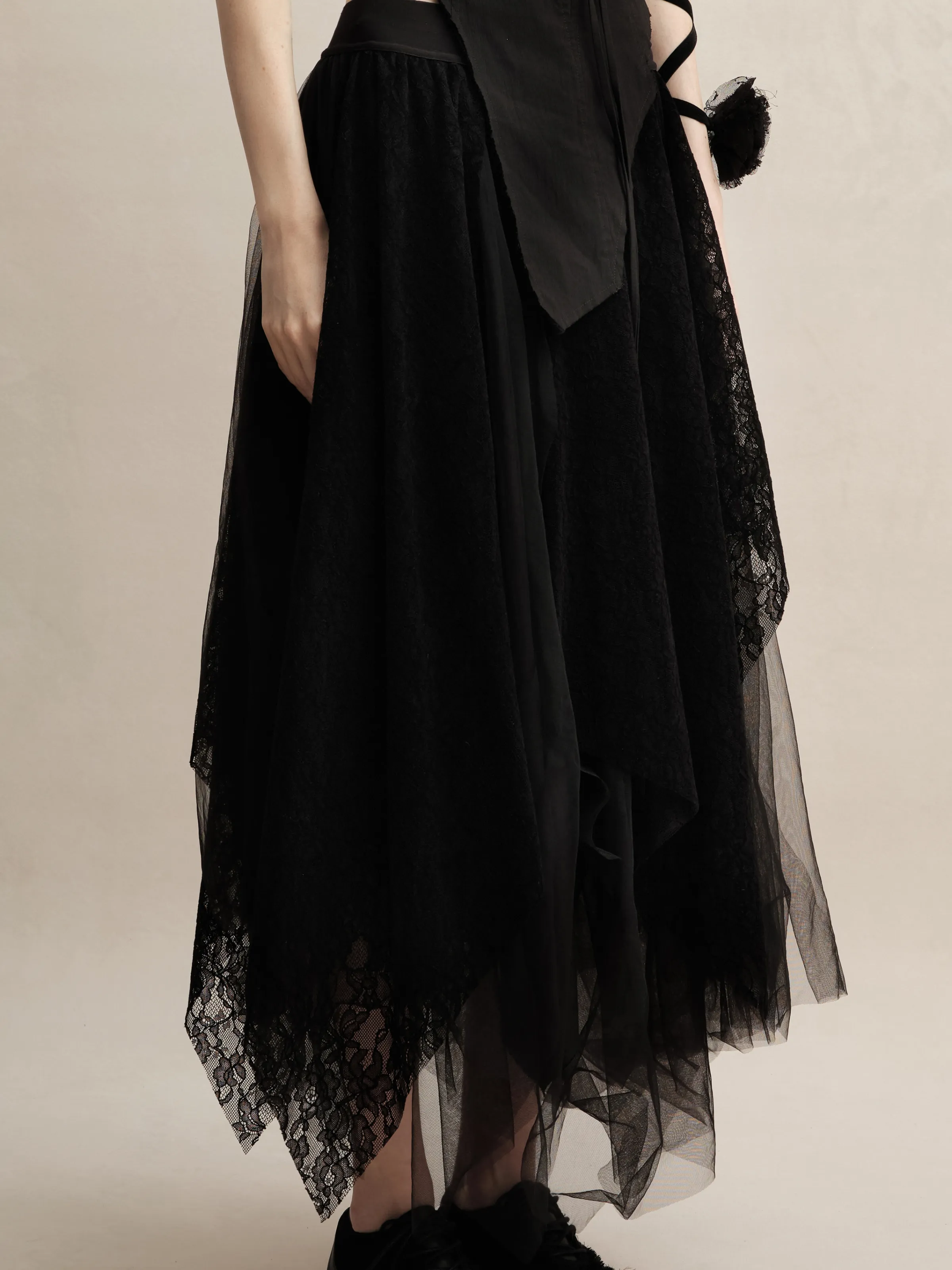 Black Lace Gauze Skirt