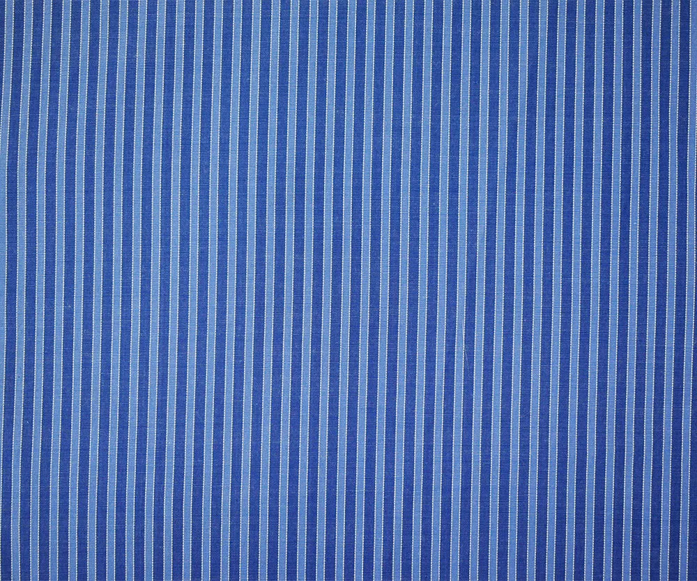 Blue-Light Blue-White Poly Stripe Shirting Woven Fabric