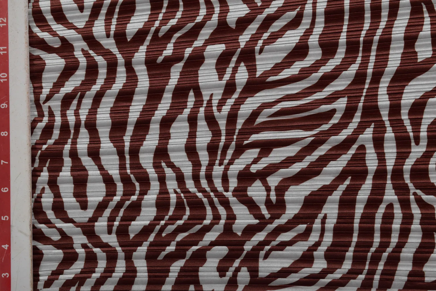 Brown & White Pleated knit Fabric