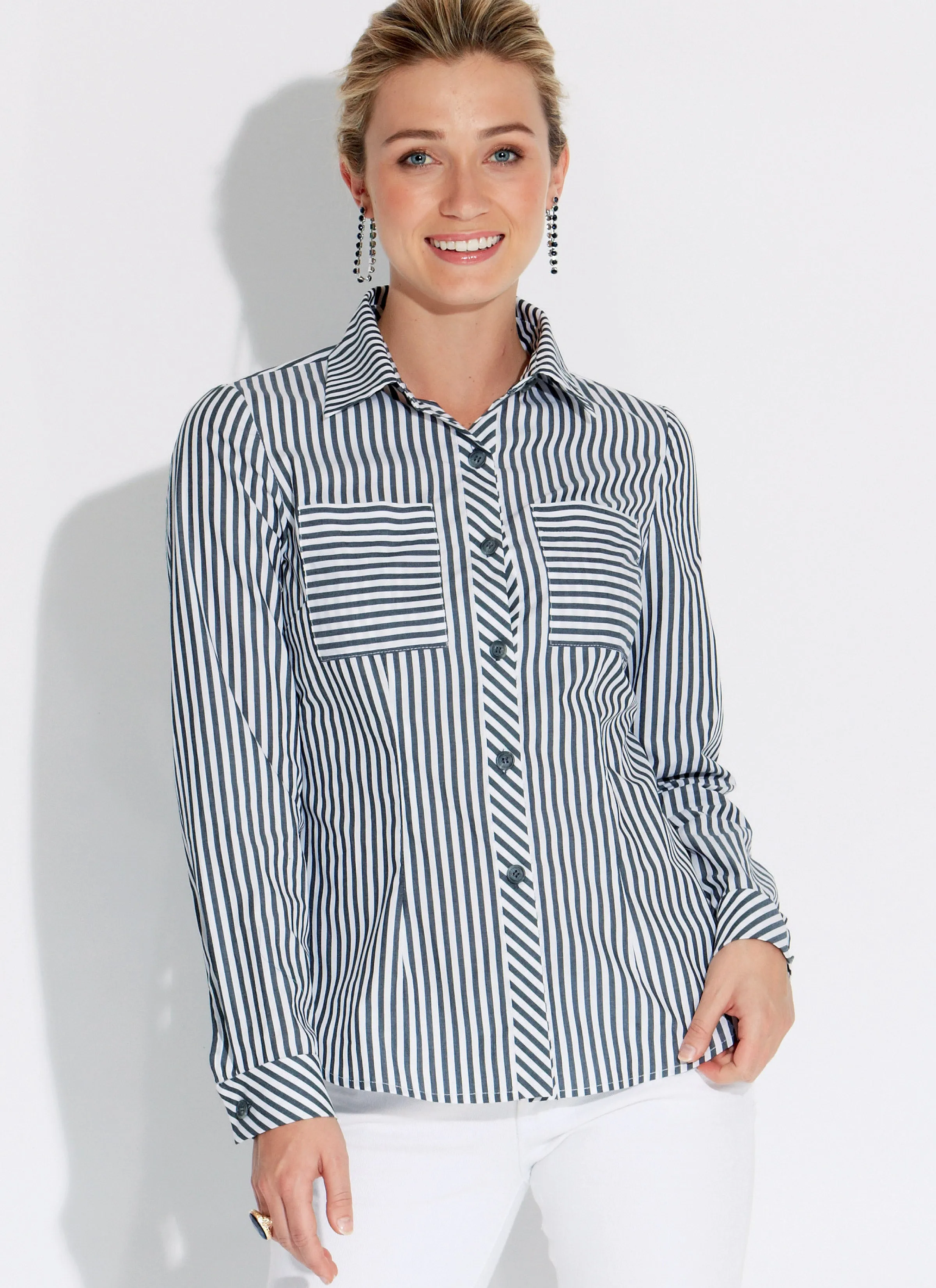 Butterick Pattern B6852 Misses' Button-Down Shirts With Collar, Sleeve  &  Hem Variations