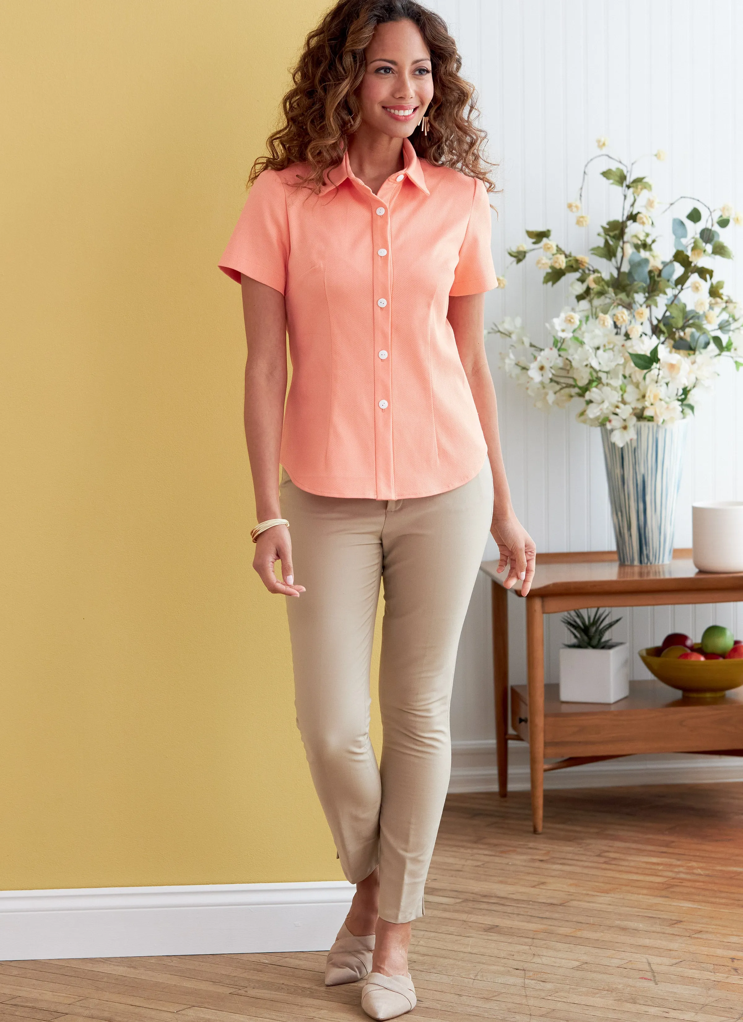 Butterick Pattern B6852 Misses' Button-Down Shirts With Collar, Sleeve  &  Hem Variations