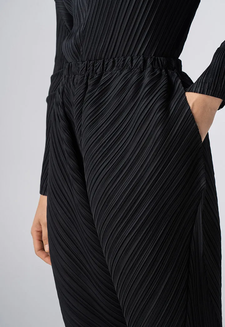 Choice Solid Pleated Trousers Black