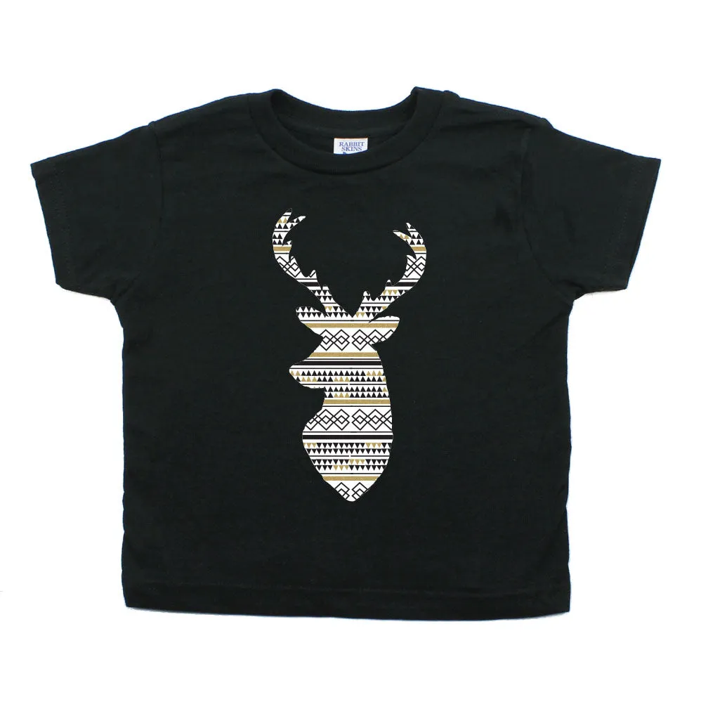 Christmas Aztec Pattern Deer Toddler Short Sleeve T-shirt