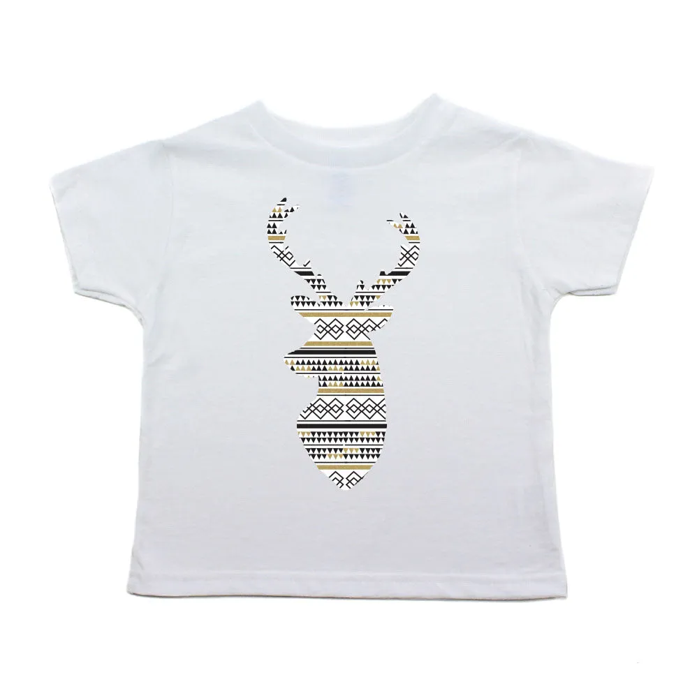 Christmas Aztec Pattern Deer Toddler Short Sleeve T-shirt