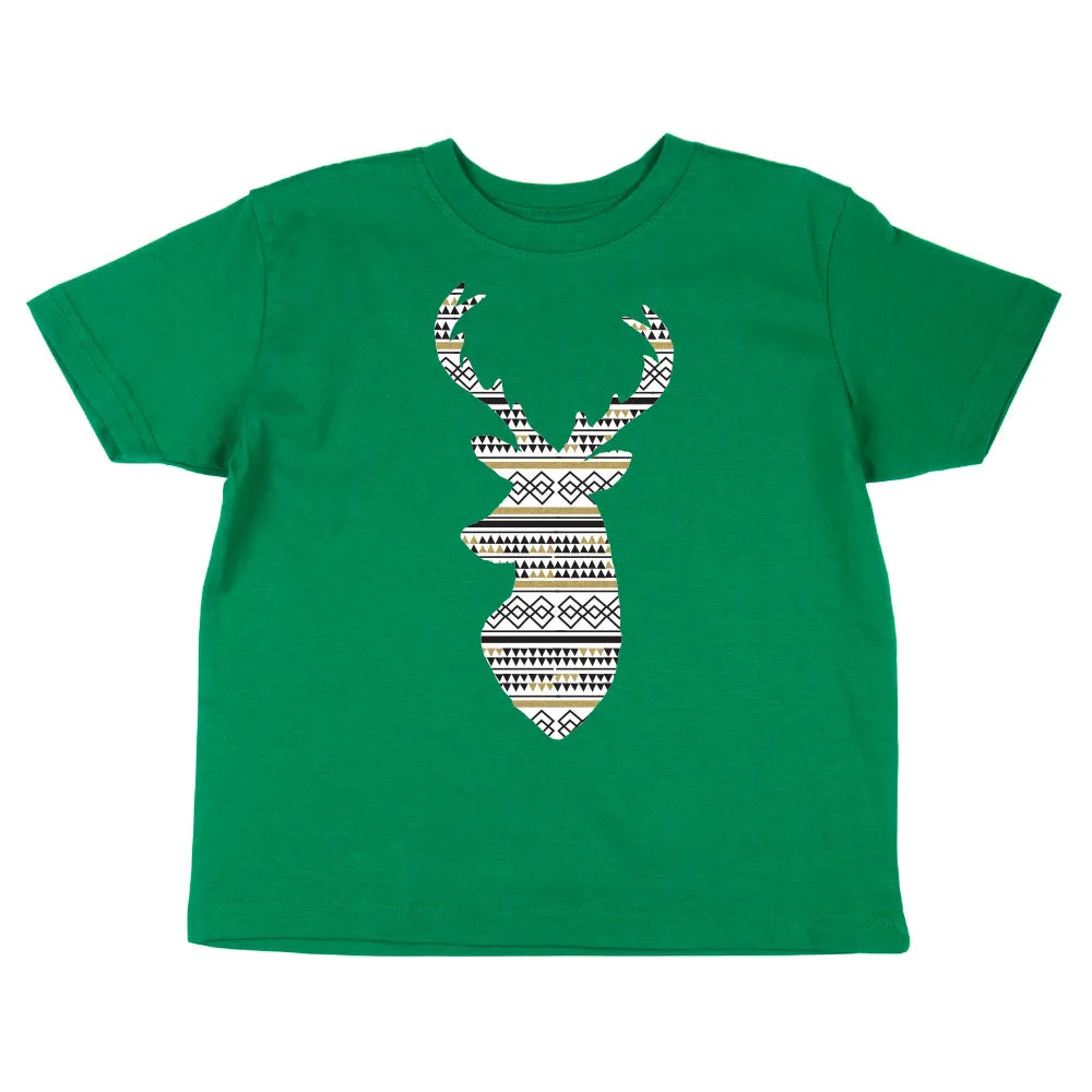 Christmas Aztec Pattern Deer Toddler Short Sleeve T-shirt