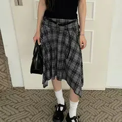 Clara Asymmetrical Plaid Skirt