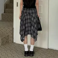 Clara Asymmetrical Plaid Skirt