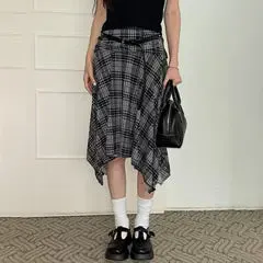 Clara Asymmetrical Plaid Skirt