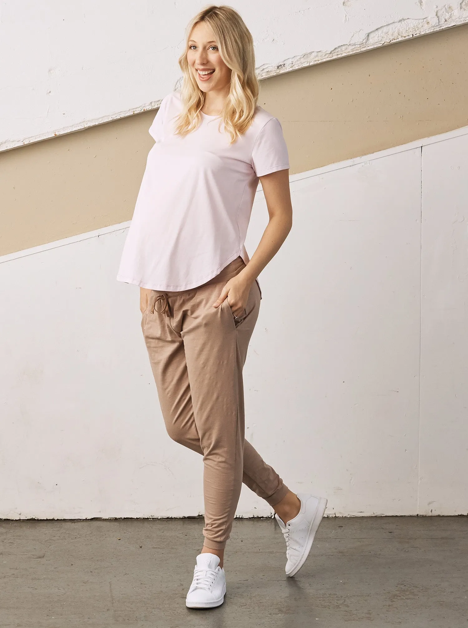 Clara Maternity Cotton T-shirt - Soft Pink