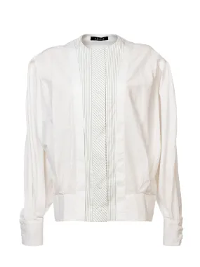 Collarless Style White Shirt