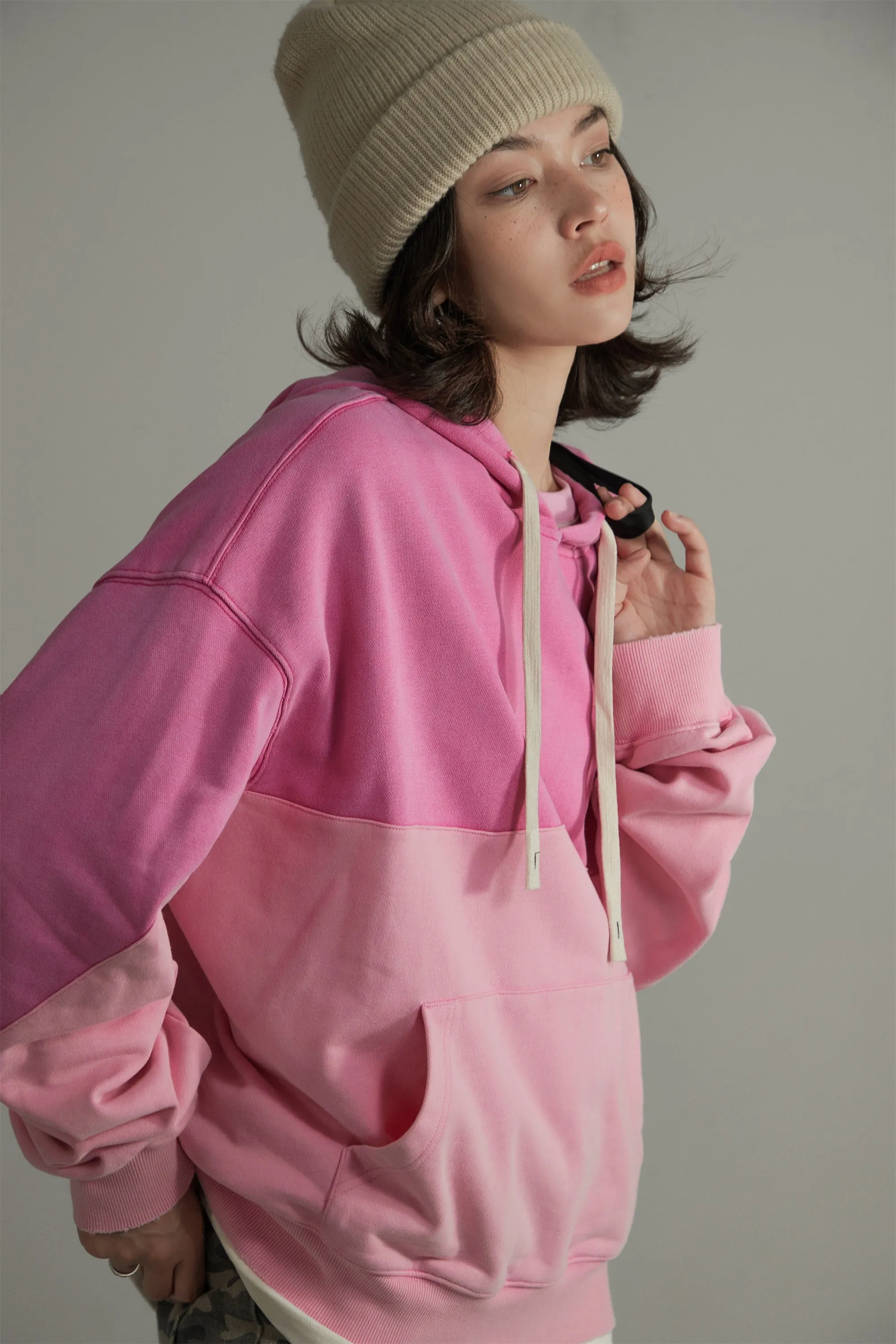 Cotton Color Loose Fit Hoodie