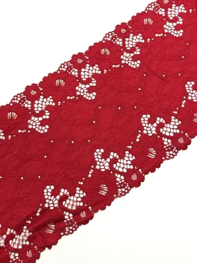 Dark Red 9.5" Wide Stretch Lace