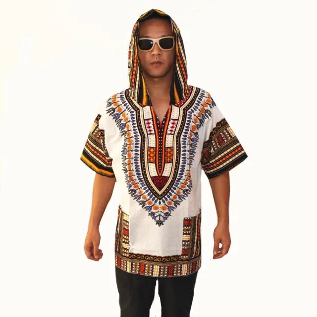 Dashiki Hoodies Loose African 100% Cotton Unisex Kimono  T00445