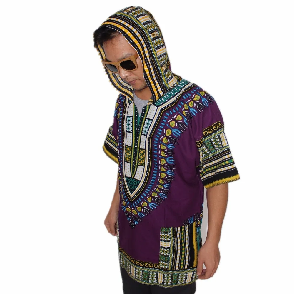 Dashiki Hoodies Loose African 100% Cotton Unisex Kimono  T00445