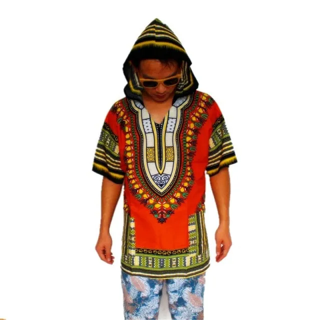 Dashiki Hoodies Loose African 100% Cotton Unisex Kimono  T00445