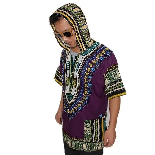 Dashiki Hoodies Loose African 100% Cotton Unisex Kimono  T00445