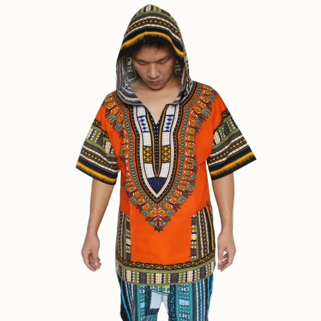 Dashiki Hoodies Loose African 100% Cotton Unisex Kimono  T00445