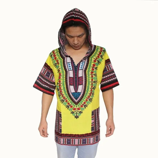 Dashiki Hoodies Loose African 100% Cotton Unisex Kimono  T00445