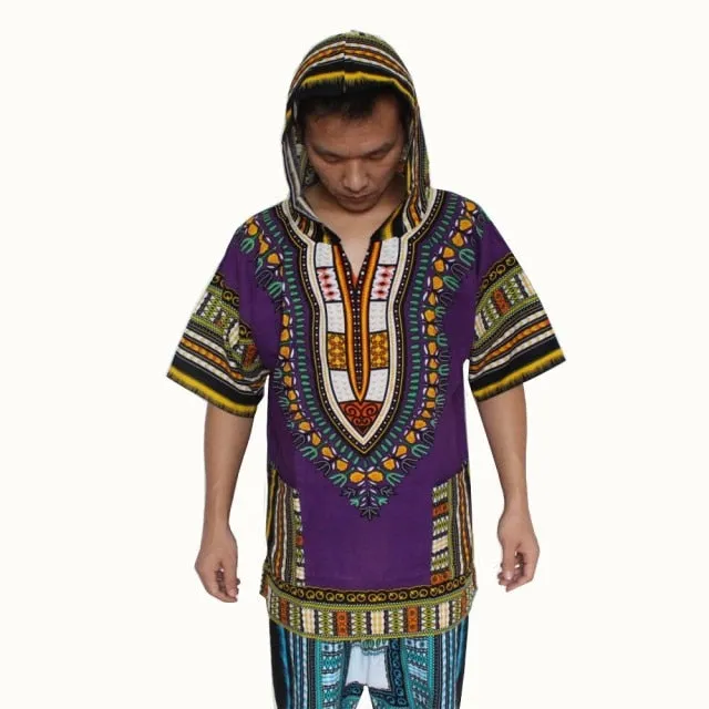 Dashiki Hoodies Loose African 100% Cotton Unisex Kimono  T00445