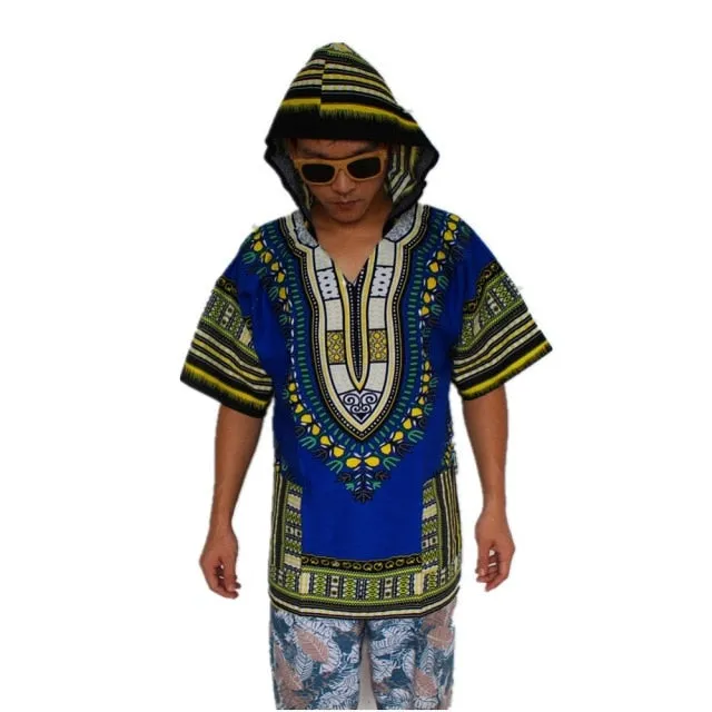 Dashiki Hoodies Loose African 100% Cotton Unisex Kimono  T00445