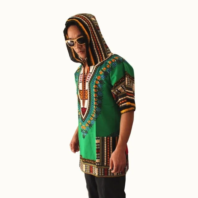 Dashiki Hoodies Loose African 100% Cotton Unisex Kimono  T00445