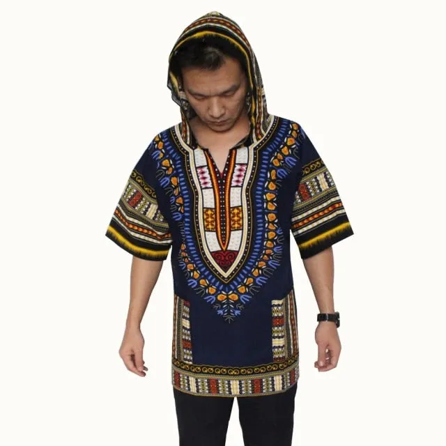 Dashiki Hoodies Loose African 100% Cotton Unisex Kimono  T00445