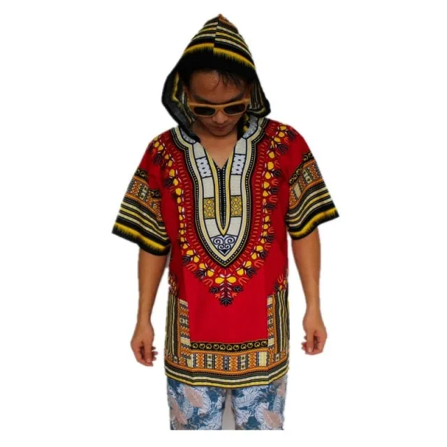 Dashiki Hoodies Loose African 100% Cotton Unisex Kimono  T00445