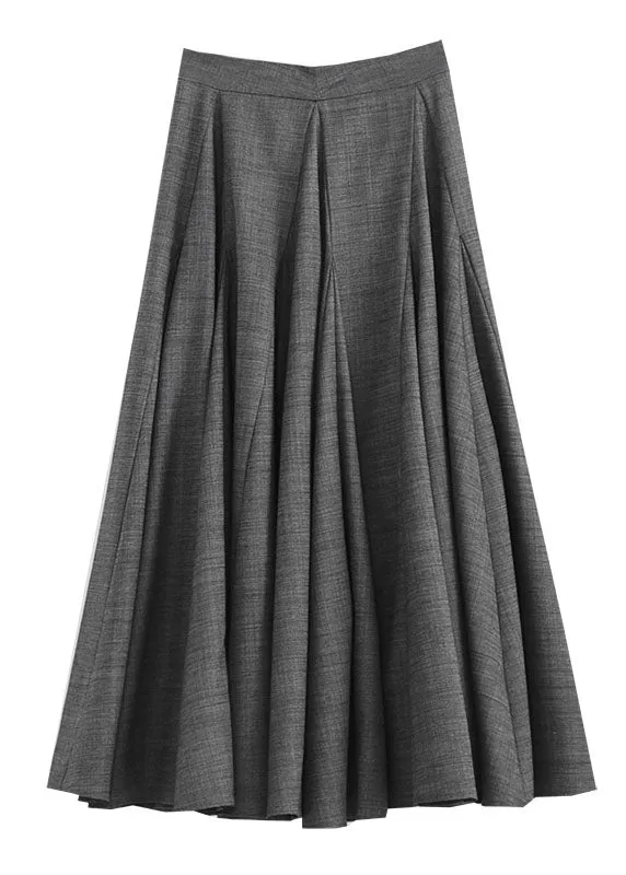 Elegant Italian Grey Patchwork pleated Skirts Spring