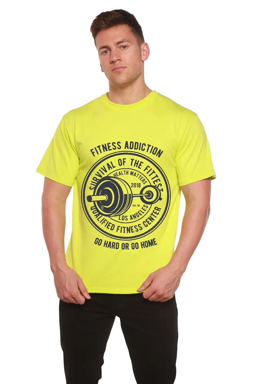 Fitness Addiction Men's Bamboo Viscose/Organic Cotton Short Sleeve Graphic T-Shirt