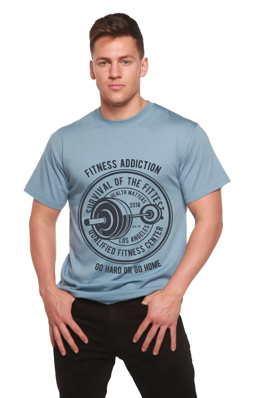 Fitness Addiction Men's Bamboo Viscose/Organic Cotton Short Sleeve Graphic T-Shirt