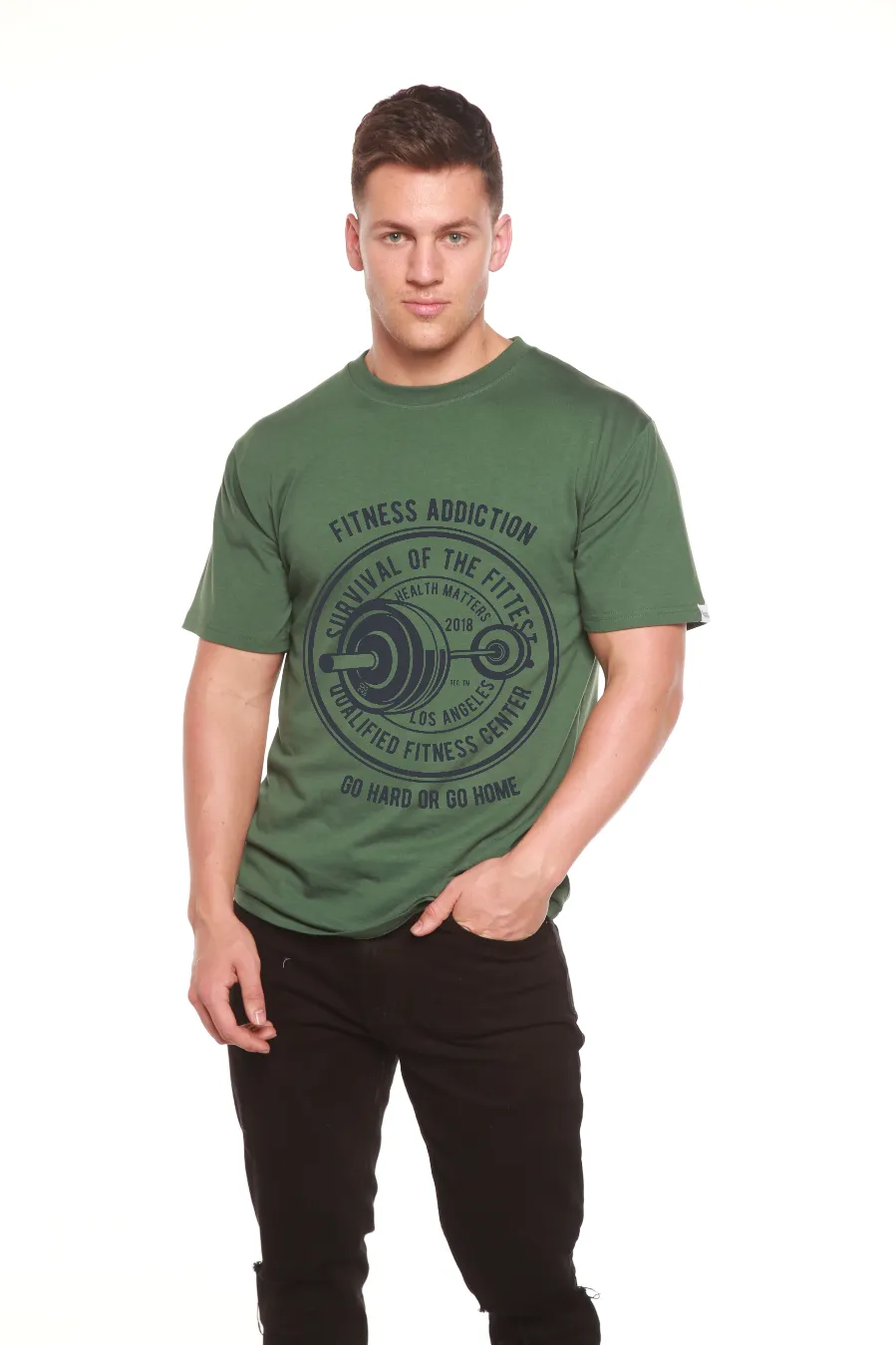 Fitness Addiction Men's Bamboo Viscose/Organic Cotton Short Sleeve Graphic T-Shirt