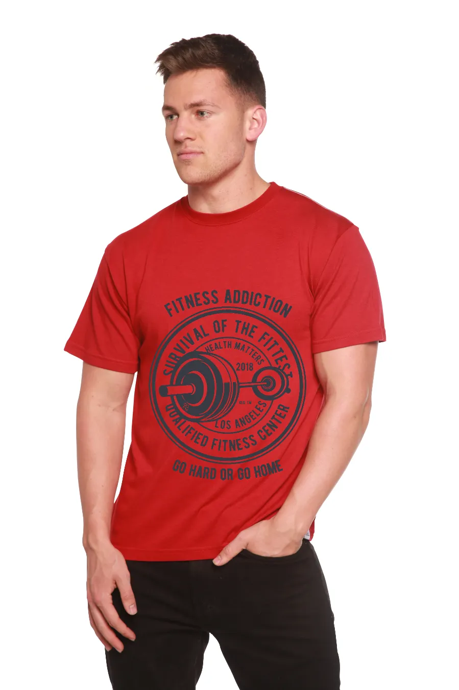 Fitness Addiction Men's Bamboo Viscose/Organic Cotton Short Sleeve Graphic T-Shirt