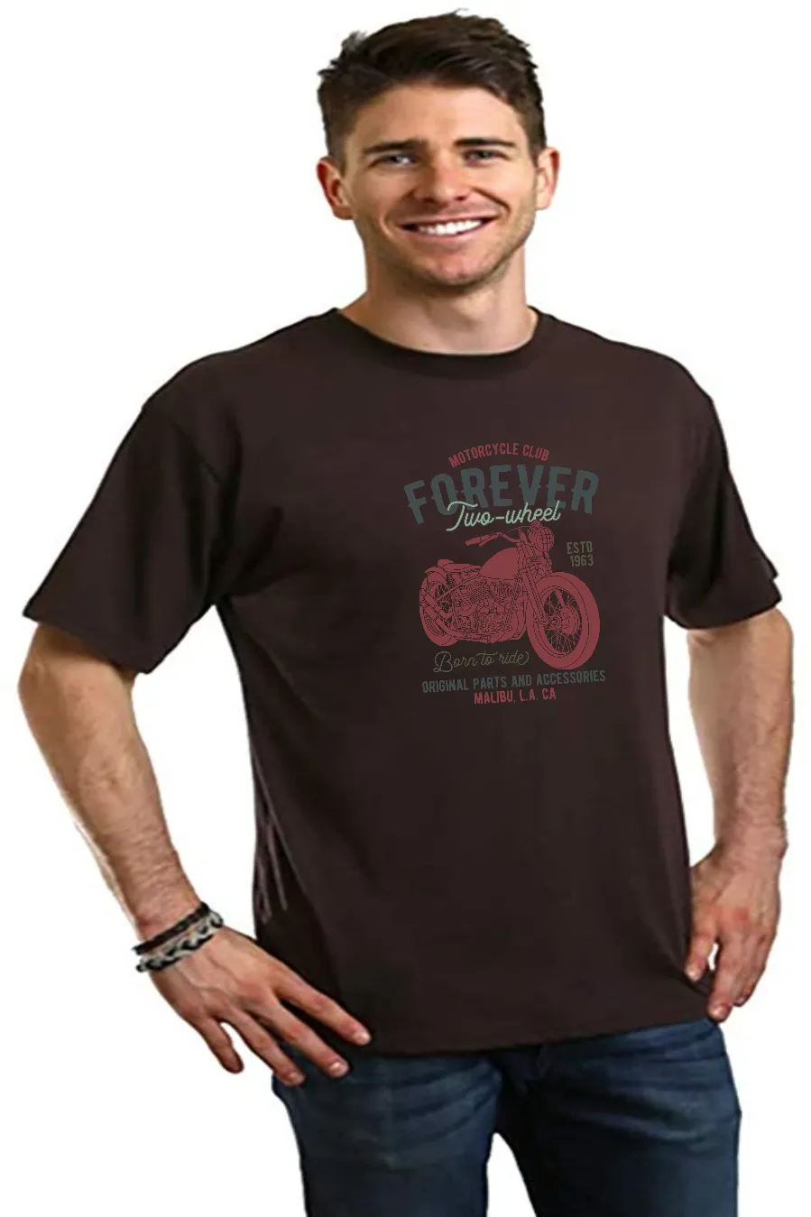 FOREVER TWO WHEEL Men's Bamboo Viscose/Organic Cotton Short Sleeve Graphic T-Shirt