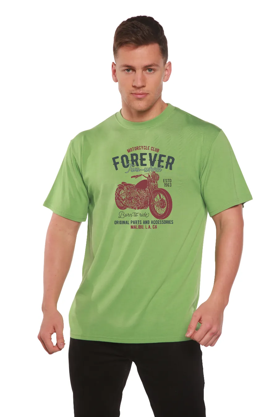 FOREVER TWO WHEEL Men's Bamboo Viscose/Organic Cotton Short Sleeve Graphic T-Shirt