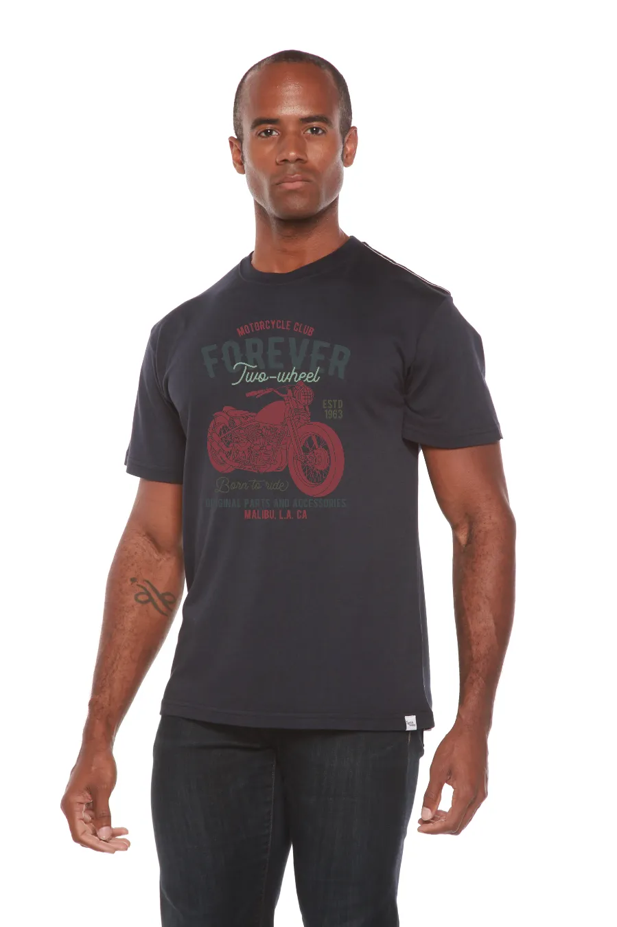 FOREVER TWO WHEEL Men's Bamboo Viscose/Organic Cotton Short Sleeve Graphic T-Shirt