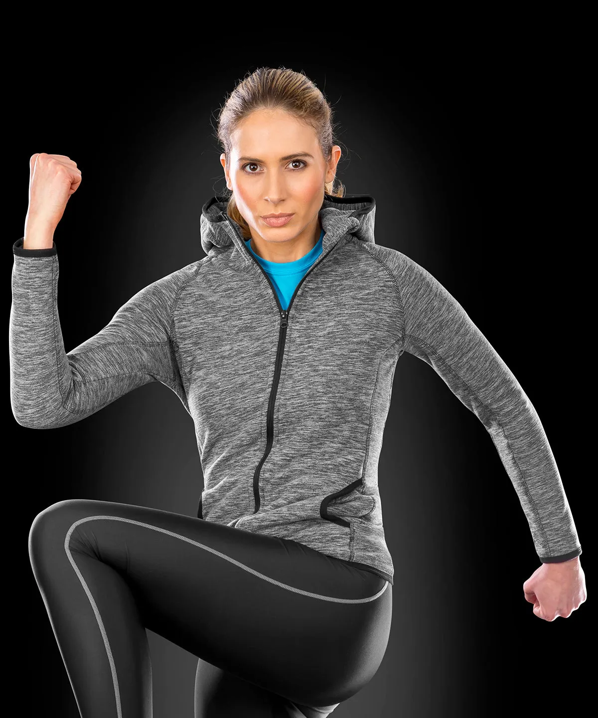 Grey/Black - Women's microfleece hoodi