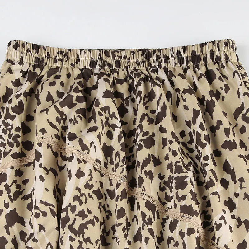 Hiba Leopard Ruffle Skirt