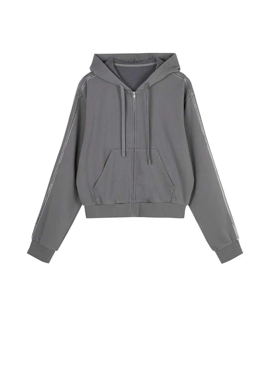 Hoodies/JNBY Loose Fitting Zipper Cardigan Hoodies