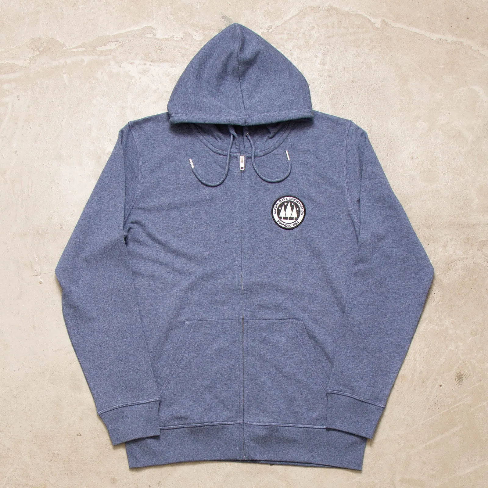 Illegal Rave Conservation Crest - Zipped Hood - Blue