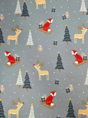 INDIGO FOXES CHRISTMAS BRUSHED FRENCH TERRY PER METRE SALE